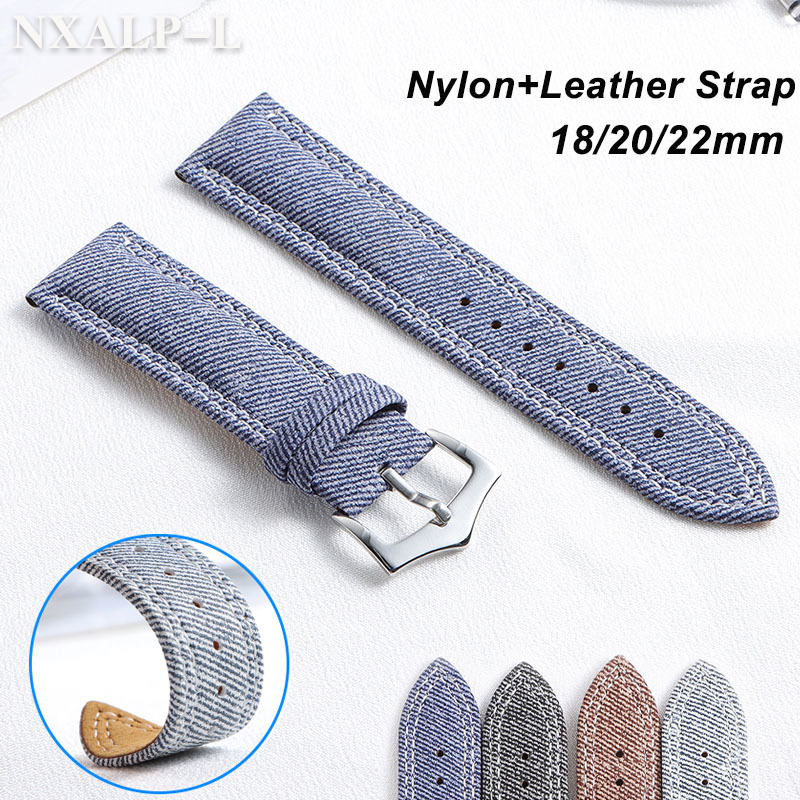 Omega Watches Smartwatch - Denim Canvas Nylon Watch Strap 18mm