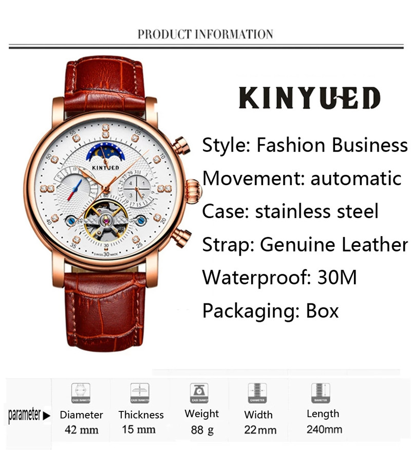 Luxury Brand KINYUED Automatic - đánh giá và giá Rolex Watch Daytona